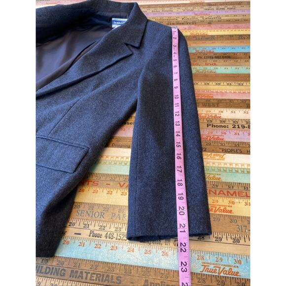 Pendleton Sz 10 Petite 100% Virgin Wool Classic Gray One Button Women's Blazer - Picture 15 of 16